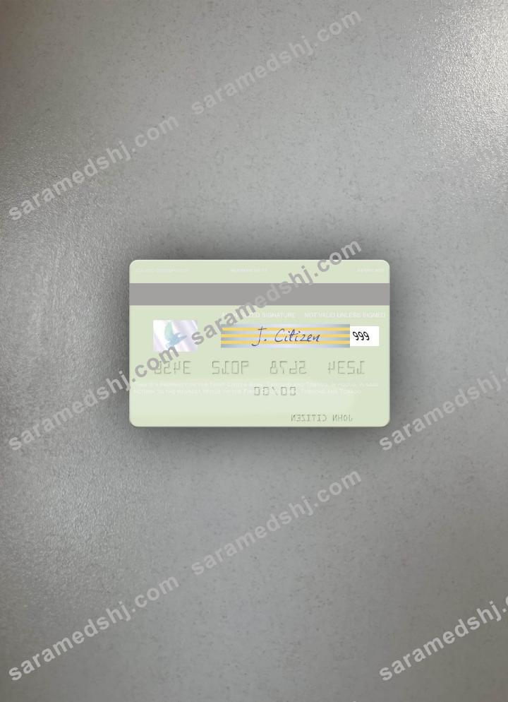 Trinidad and Tobago First Citizes Bank visa debit card photolook back
